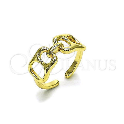 Oro Laminado Elegant Ring, Gold Filled Style Puff Mariner Design, Polished, Golden Finish, 01.163.0008