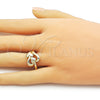 Oro Laminado Elegant Ring, Gold Filled Style Heart Design, Polished, Golden Finish, 01.163.0009