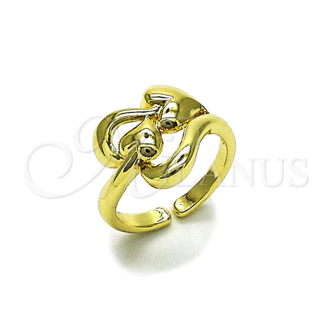 Oro Laminado Elegant Ring, Gold Filled Style Heart Design, Polished, Golden Finish, 01.163.0009