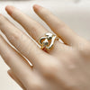 Oro Laminado Elegant Ring, Gold Filled Style Heart Design, Polished, Golden Finish, 01.163.0009 (One size fits all)