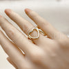 Oro Laminado Elegant Ring, Gold Filled Style Heart Design, Polished, Golden Finish, 01.163.0011