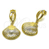 Oro Laminado Dangle Earring, Gold Filled Style Shell Design, Polished, Golden Finish, 02.163.0404