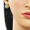 Oro Laminado Stud Earring, Gold Filled Style Shell and Hollow Design, Polished, Golden Finish, 02.163.0405