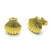 Oro Laminado Stud Earring, Gold Filled Style Shell and Hollow Design, Polished, Golden Finish, 02.163.0405