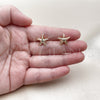 Oro Laminado Stud Earring, Gold Filled Style Star and Hollow Design, Polished, Golden Finish, 02.163.0406