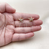 Oro Laminado Stud Earring, Gold Filled Style Star and Hollow Design, Polished, Golden Finish, 02.163.0406