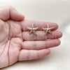 Oro Laminado Stud Earring, Gold Filled Style Star and Hollow Design, Polished, Golden Finish, 02.163.0407