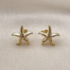 Oro Laminado Stud Earring, Gold Filled Style Star and Hollow Design, Polished, Golden Finish, 02.163.0407