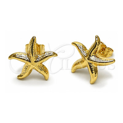 Oro Laminado Stud Earring, Gold Filled Style Star and Hollow Design, Polished, Golden Finish, 02.163.0407