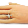 Oro Laminado Elegant Ring, Gold Filled Style Star Design, Polished, Golden Finish, 01.163.0012