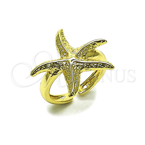 Oro Laminado Elegant Ring, Gold Filled Style Star Design, Polished, Golden Finish, 01.163.0012
