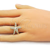 Oro Laminado Elegant Ring, Gold Filled Style Star Design, Polished, Golden Finish, 01.163.0012 (One size fits all)