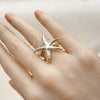 Oro Laminado Elegant Ring, Gold Filled Style Star Design, Polished, Golden Finish, 01.163.0012 (One size fits all)