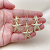 Oro Laminado Earring and Pendant Adult Set, Gold Filled Style Star Design, Matte Finish, Golden Finish, 10.163.0043