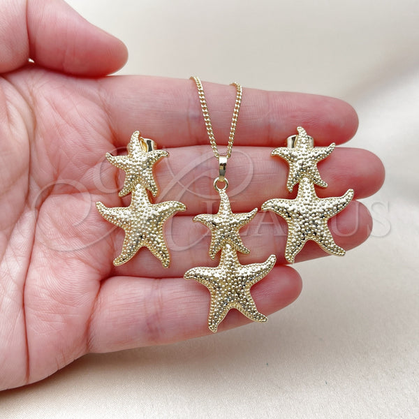 Gold Filled Ring — Earring and Pendant Adult Set Star Design Matte — alternate product view — SKU 162164 | Oro Laminado anillo — Earring and Pendant Adult Set estrella diseño Matte — SKU 162164