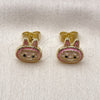 Gold Filled Ring — Stud Earring Dark Pink Enamel 02. — alternate product view — SKU 162165 | Oro Laminado anillo — Stud Earring Dark Pink Enamel 02. — SKU 162165