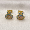 Oro Laminado Stud Earring, Gold Filled Style Turquoise Enamel Finish, Golden Finish, 02.156.0735.1