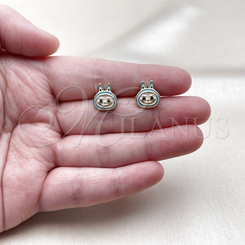 Oro Laminado Stud Earring, Gold Filled Style Turquoise Enamel Finish, Golden Finish, 02.156.0735.1