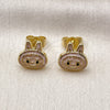 Oro Laminado Stud Earring, Gold Filled Style Pink Enamel Finish, Golden Finish, 02.156.0735.2