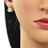 Oro Laminado Stud Earring, Gold Filled Style Pink Enamel Finish, Golden Finish, 02.156.0735.2