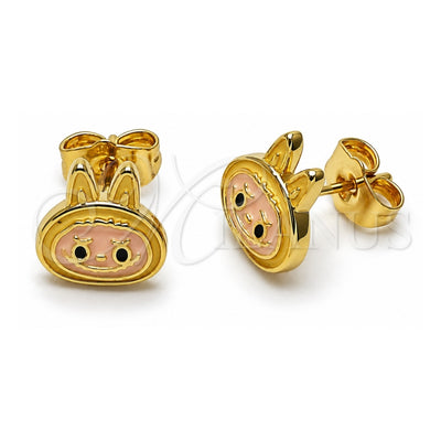 Oro Laminado Stud Earring, Gold Filled Style Yellow Enamel Finish, Golden Finish, 02.156.0735.3