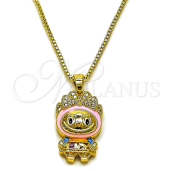 Gold Filled Necklace — Pendant Necklace Box and Bow Design with White — main product view — SKU 162171 | Oro Laminado collar — Pendant Necklace Box and Bow diseño with blanco — SKU 162171