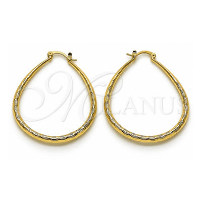 Oro Laminado Medium Hoop, Gold Filled Style Hollow Design, Diamond Cutting Finish, Golden Finish, 02.163.0409.40