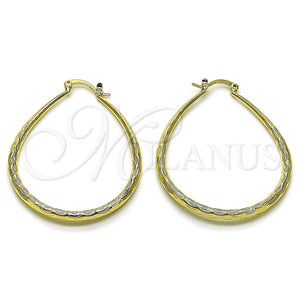Gold Filled Hoop Earrings — Medium Hoop Hollow Design Diamond Cutting 02. — main product view — SKU 162173 | Oro Laminado aretes de aro — Medium Hoop Hollow diseño Diamond Cutting 02. — SKU 162173