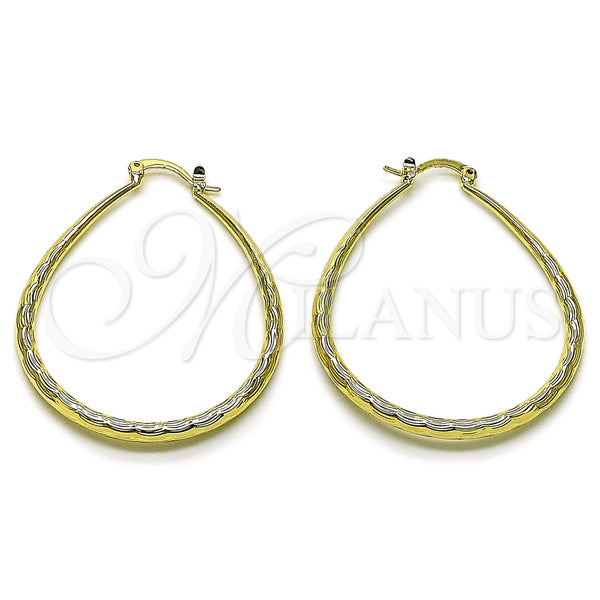 Gold Filled Hoop Earrings — Medium Hoop Hollow Design Diamond Cutting 02. — main product view — SKU 162173 | Oro Laminado aretes de aro — Medium Hoop Hollow diseño Diamond Cutting 02. — SKU 162173