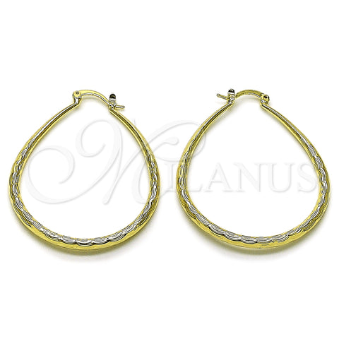 Oro Laminado Medium Hoop, Gold Filled Style Hollow Design, Diamond Cutting Finish, Golden Finish, 02.163.0409.40