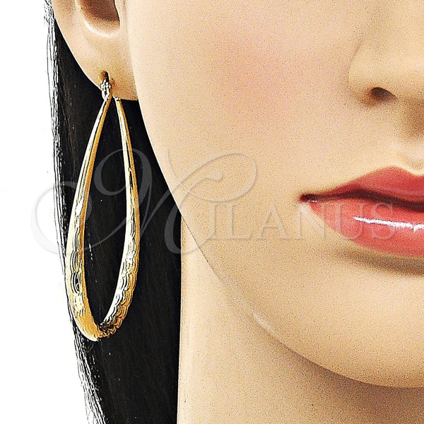 Gold Filled Hoop Earrings — Large Hoop Diamond Cutting 02. — alternate product view — SKU 162174 | Oro Laminado aretes de aro — Large Hoop Diamond Cutting 02. — SKU 162174
