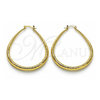 Oro Laminado Large Hoop, Gold Filled Style Diamond Cutting Finish, Golden Finish, 02.170.0280.45