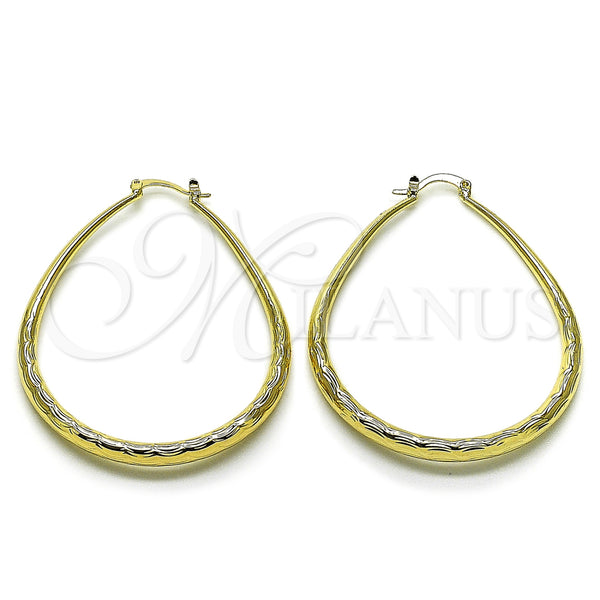 Gold Filled Hoop Earrings — Large Hoop Diamond Cutting 02. — main product view — SKU 162174 | Oro Laminado aretes de aro — Large Hoop Diamond Cutting 02. — SKU 162174