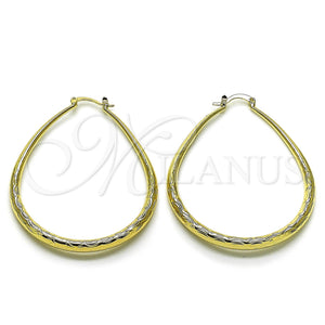 Gold Filled Hoop Earrings — Large Hoop Diamond Cutting 02. — main product view — SKU 162174 | Oro Laminado aretes de aro — Large Hoop Diamond Cutting 02. — SKU 162174