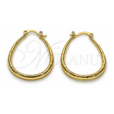 Oro Laminado Medium Hoop, Gold Filled Style Hollow Design, Diamond Cutting Finish, Golden Finish, 02.163.0410.30