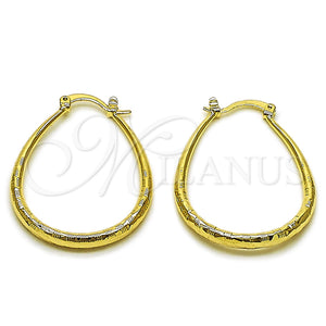 Gold Filled Hoop Earrings — Medium Hoop Hollow Design Diamond Cutting 02. — main product view — SKU 162175 | Oro Laminado aretes de aro — Medium Hoop Hollow diseño Diamond Cutting 02. — SKU 162175
