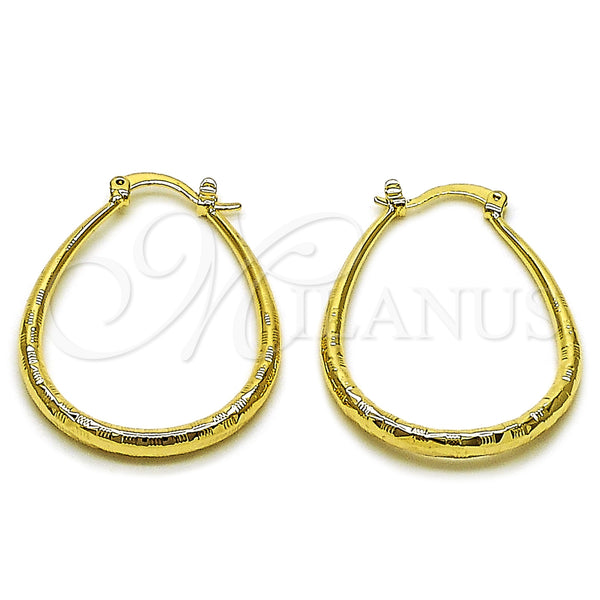 Gold Filled Hoop Earrings — Medium Hoop Hollow Design Diamond Cutting 02. — main product view — SKU 162175 | Oro Laminado aretes de aro — Medium Hoop Hollow diseño Diamond Cutting 02. — SKU 162175