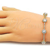 Oro Laminado Tennis Bracelet, Gold Filled Style Cluster Design, with White Cubic Zirconia, Polished, Golden Finish, 03.266.0034.07