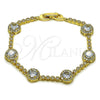 Oro Laminado Tennis Bracelet, Gold Filled Style Cluster Design, with White Cubic Zirconia, Polished, Golden Finish, 03.266.0034.07