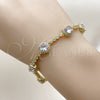 Oro Laminado Tennis Bracelet, Gold Filled Style Cluster Design, with White Cubic Zirconia, Polished, Golden Finish, 03.266.0034.07 (Thickness, 7 Inches Length)