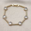 Oro Laminado Tennis Bracelet, Gold Filled Style Cluster Design, with White Cubic Zirconia, Polished, Golden Finish, 03.266.0034.07 (Thickness, 7 Inches Length)