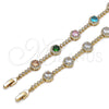 Oro Laminado Tennis Bracelet, Gold Filled Style Cluster Design, with White Cubic Zirconia, Polished, Golden Finish, 03.266.0034.07 (Thickness, 7 Inches Length)
