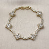 Oro Laminado Tennis Bracelet, Gold Filled Style Cluster Design, with White Cubic Zirconia, Polished, Golden Finish, 03.266.0035.08