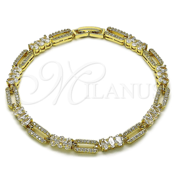 Oro Laminado Tennis Bracelet, Gold Filled Style with White Cubic Zirconia, Polished, Golden Finish, 03.266.0036.08