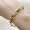 Oro Laminado Tennis Bracelet, Gold Filled Style with Multicolor and White Cubic Zirconia, Polished, Golden Finish, 03.266.0036.1.08
