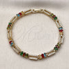 Oro Laminado Tennis Bracelet, Gold Filled Style with Multicolor and White Cubic Zirconia, Polished, Golden Finish, 03.266.0036.1.08