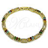 Oro Laminado Tennis Bracelet, Gold Filled Style with Multicolor and White Cubic Zirconia, Polished, Golden Finish, 03.266.0036.1.08