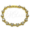 Oro Laminado Tennis Bracelet, Gold Filled Style Heart Design, with White Cubic Zirconia, Polished, Golden Finish, 03.266.0037.07 (Thickness, 8 Inches Length)