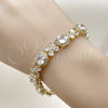 Gold Filled Bracelet — Tennis Bracelet Cluster and Flower Design with White — alternate product view — SKU 162184 | Oro Laminado brazalete — Tennis Bracelet Cluster and flor diseño with blanco — SKU 162184
