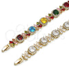 Gold Filled Bracelet — Tennis Bracelet Cluster and Flower Design with White — alternate product view — SKU 162184 | Oro Laminado brazalete — Tennis Bracelet Cluster and flor diseño with blanco — SKU 162184